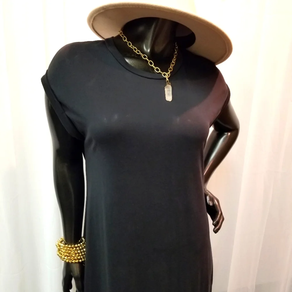 Transitional Black Maxi Dress with Side Slits - Picture 2 of 16